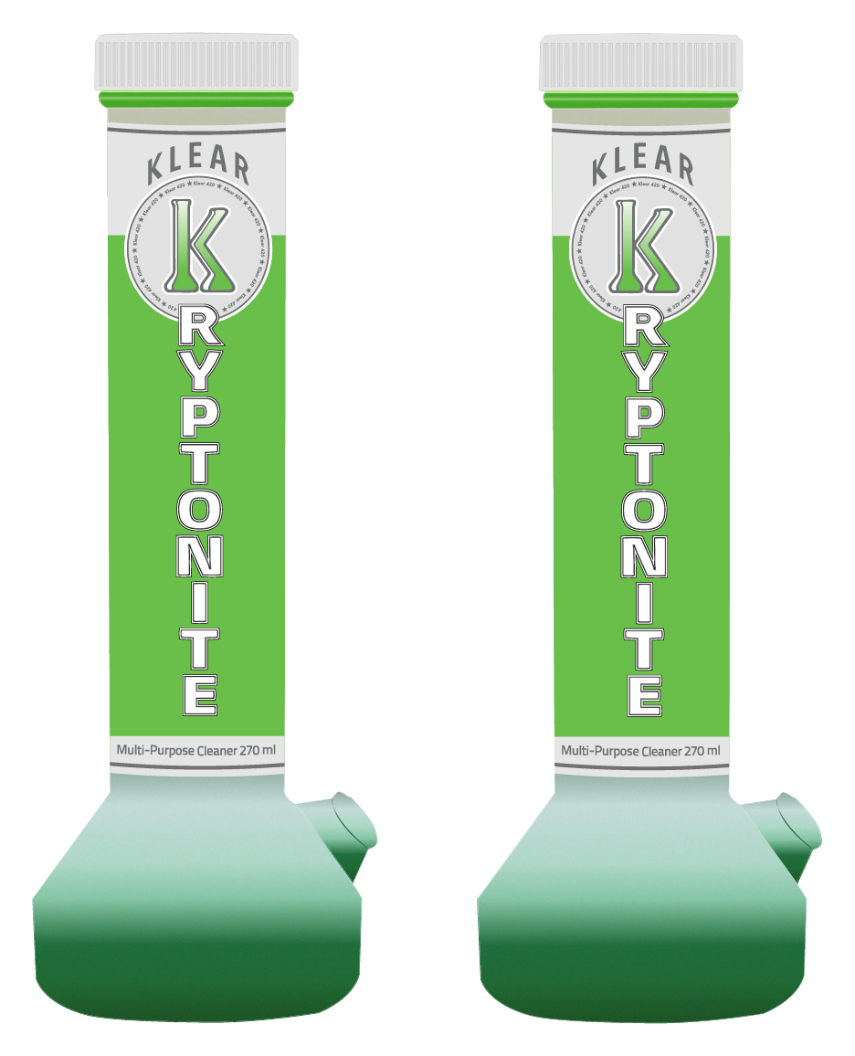 KLEAR Kryptonite Bong Cleaner 270 Twin Pack bong cleaning solution green slim coat relax rinse your 420 bong and 710 dab bong cleaner.  Krypto-Caps
