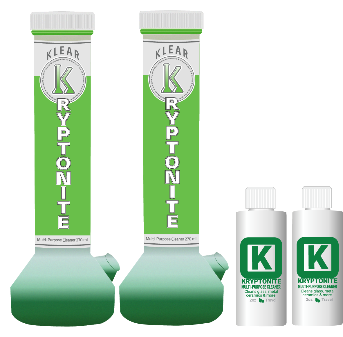 KLEAR Kryptonite 270ml bong cleaner designed for water pipe wonder twins pack solution green slim coat relax rinse your 420 bong and 710 dab bong cleaner.  Krypto-Caps