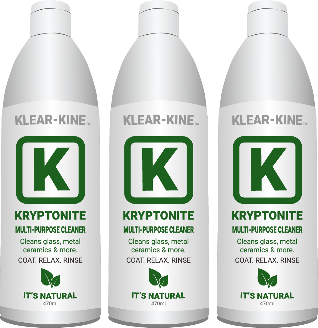 KLEAR Kryptonite Super pack of 3 bottles 470ml bong cleaning solution for 420 and 710 bong.  The green bong solution that coats so you stp shaking your bong.  Coat relax rinse you bong 